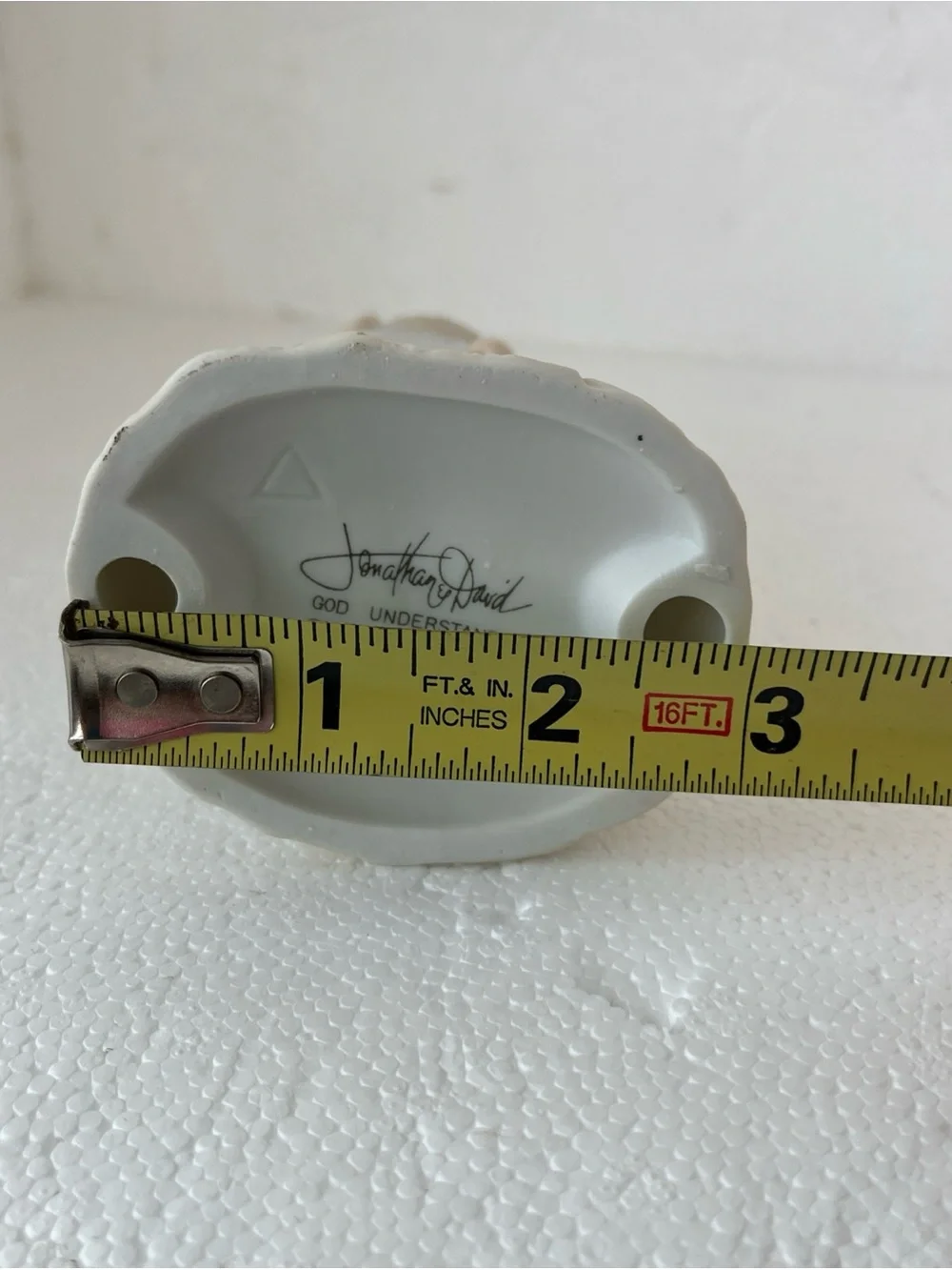 Enesco White Porcelain Figurine Base with Jonathan David Marking signature